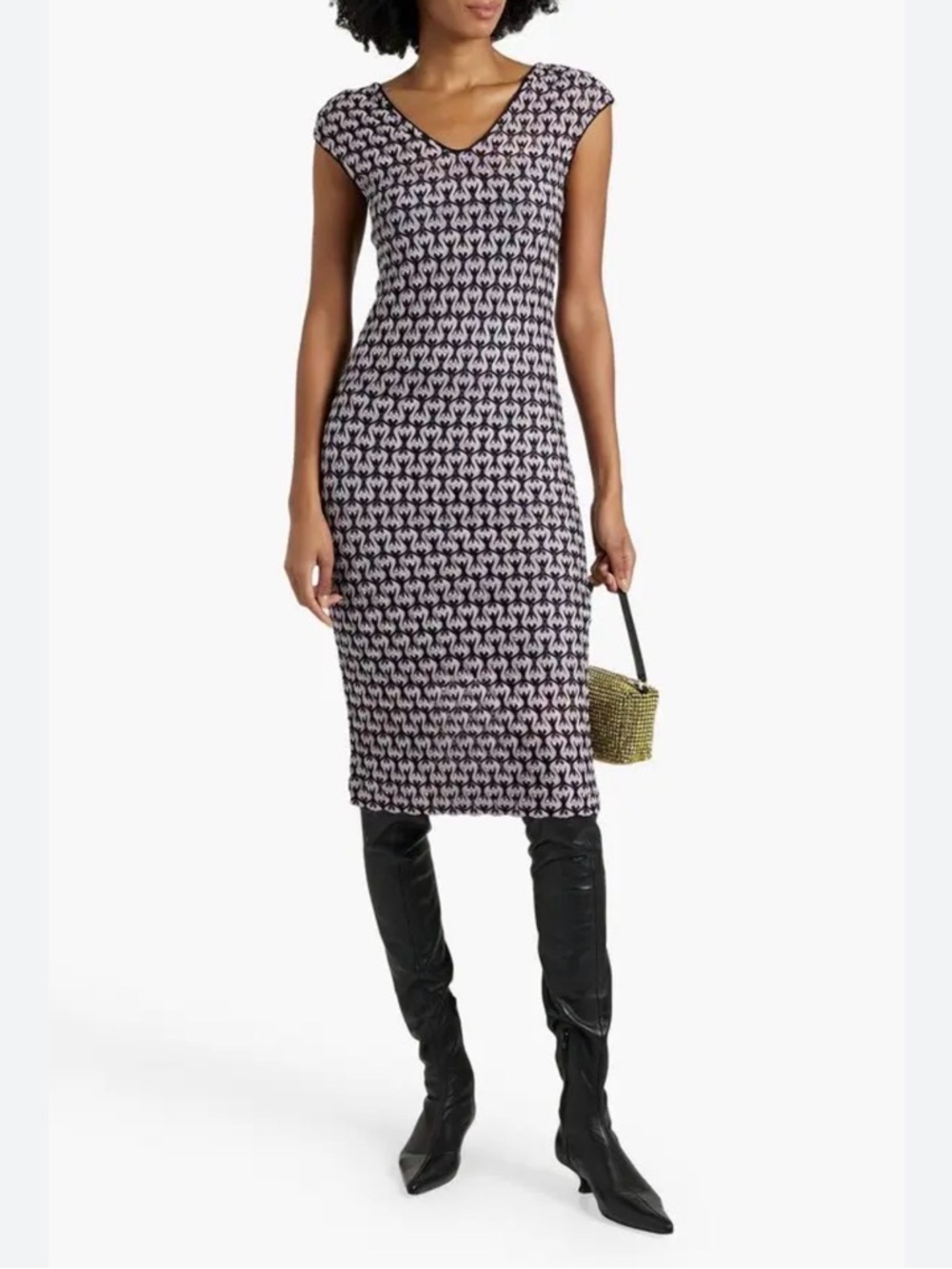 Missoni Classic Knit Bodycon Midi Sheath Dress with Slip Size Small